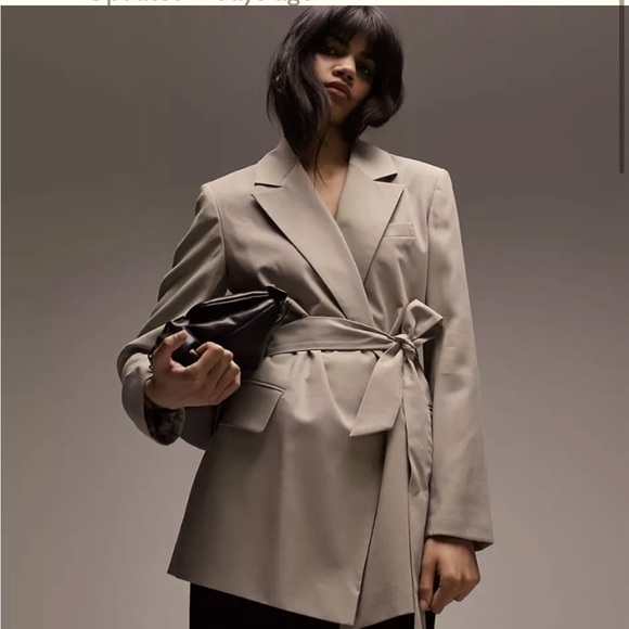 NWT Topshop Belted Longline Blazer Jacket Size 10 - Picture 3 of 10